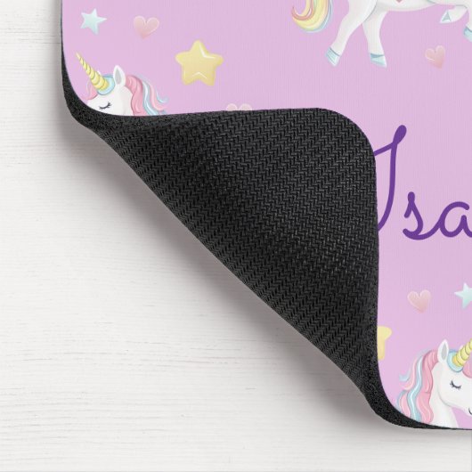 Personalisierte Einhorn-Regenbogenhaut Mousepad (Ecke)