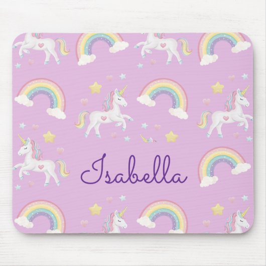 Personalisierte Einhorn-Regenbogenhaut Mousepad (Vorne)