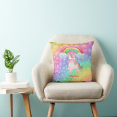 Personalisierte Einhorn-Regenbogenherzen Kissen (Stuhl )