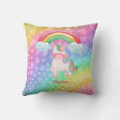 Personalisierte Einhorn-Regenbogenherzen Kissen (Rückseite)