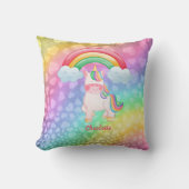 Personalisierte Einhorn-Regenbogenherzen Kissen (Vorderseite)