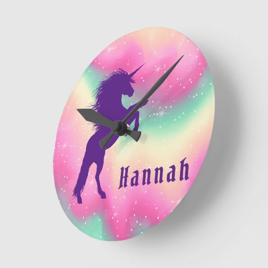 Personalisierte Einhorn-Uhr Runde Wanduhr (Winkel)