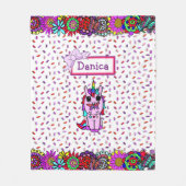 Personalisierte Einhorn- und Süßigkeiten mit Bow Fleecedecke (Vorderseite)