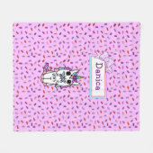 Personalisierte Einhorn- und Süßigkeiten mit Bow Fleecedecke (Vorderseite (Horizontal))