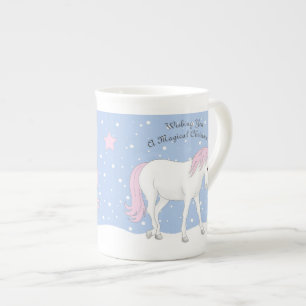 Personalisierte Einhorn Weihnachtsbone China Tasse