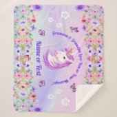 Personalisierte Einhorndecke, Regenbogenfarben Sherpadecke (Vorderseite)