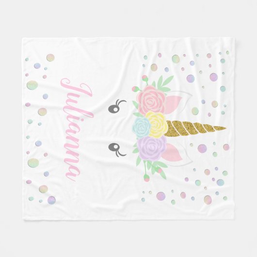 Personalisierte Einhornfackel Fleecedecke (Vorderseite (Horizontal))