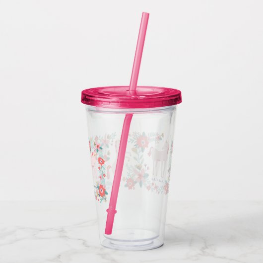 Personalisierte Einhornfelder Acryltrinkbecher (Rückseite)