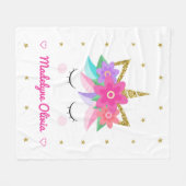 Personalisierte Einhornfläche Niedlich Fleecedecke (Vorderseite (Horizontal))