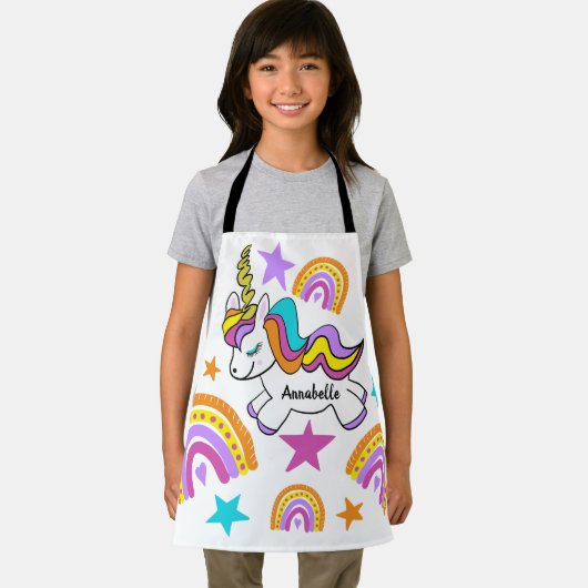 Personalisierte Einhornhörnchen Rainbows Schürze (Insitu)