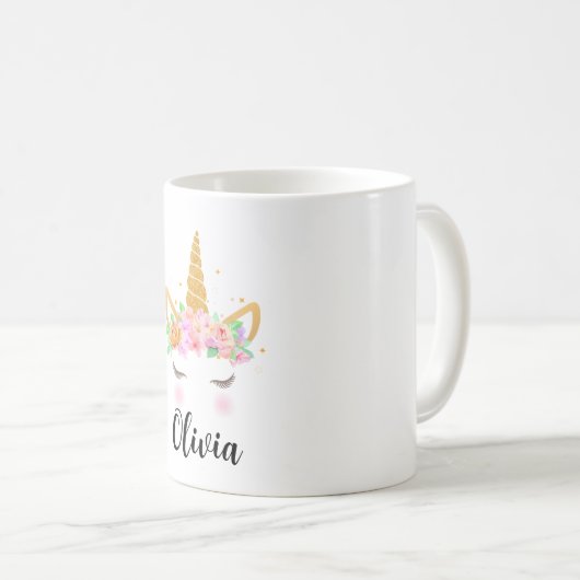 Personalisierte einhornige Tasse, Kindergeschenke Kaffeetasse (VorderseiteRechts)