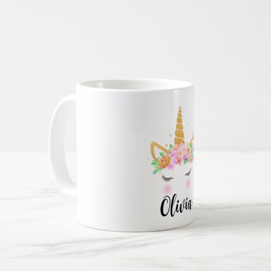 Personalisierte einhornige Tasse, Kindergeschenke Kaffeetasse (Vorderseite Links)