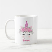 Personalisierte Einhornkaffee-Tasse mit rosa Namen Kaffeetasse (Links)