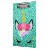 Personalisierte Einhornklapptafel für Aquamarinen Klemmbrett (Links)