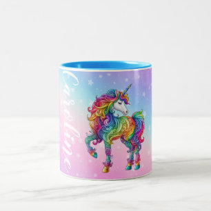 Personalisierte Einhornmagie Zweifarbige Tasse