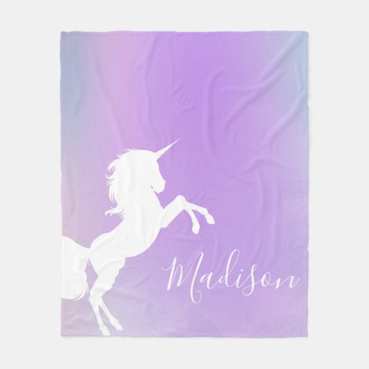 Personalisierte Einicorn Cotton Candy lila Stilvol Fleecedecke (Vorderseite)