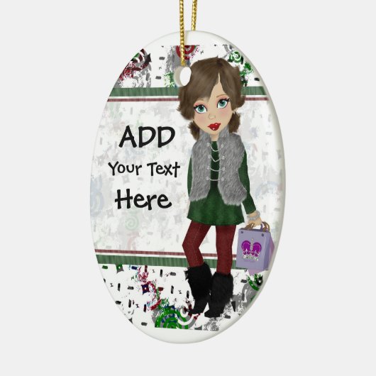 Personalisierte Einkaufsdiva Keramik Ornament (Links)