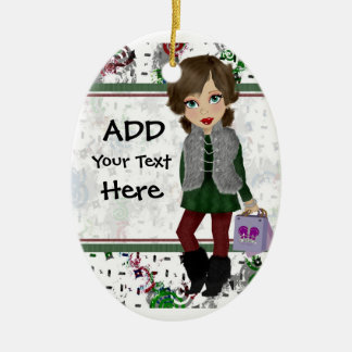 Personalisierte Einkaufsdiva Keramik Ornament