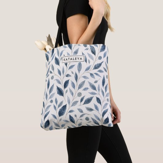Personalisierte Einkaufstasche Blue Leaf Tasche (Von Nahem)