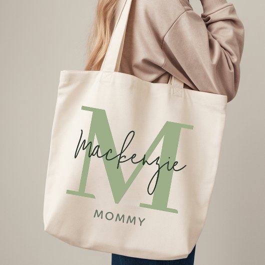 Personalisierte Einkaufstasche Salbeigrün Geschenk