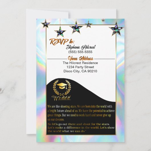 Personalisierte Einladung der Graduationspartei (Rückseite)