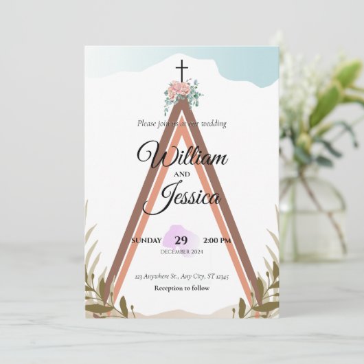 Personalisierte Einladung von Simple Boho (Stehend Vorderseite)