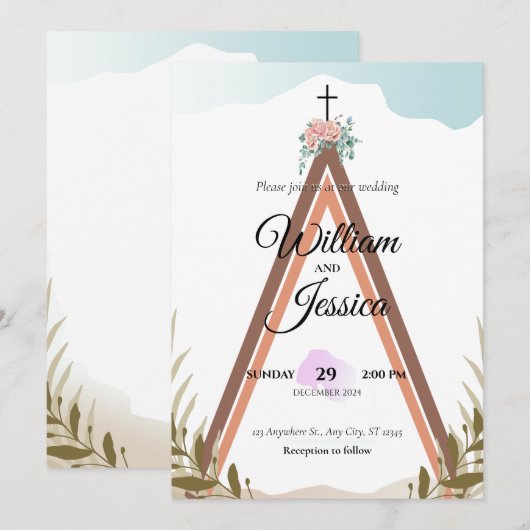 Personalisierte Einladung von Simple Boho (Vorne/Hinten)