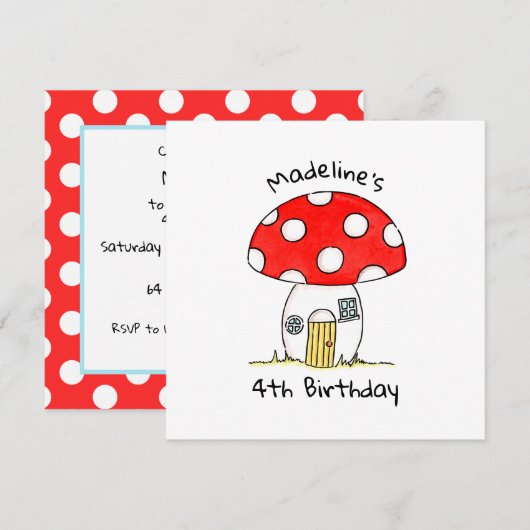 Personalisierte Einladung von Toadstool Kindern (Vorne/Hinten)