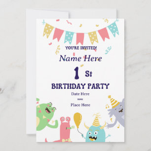 Personalisierte Einladung zum 1. Geburtstag - Jung