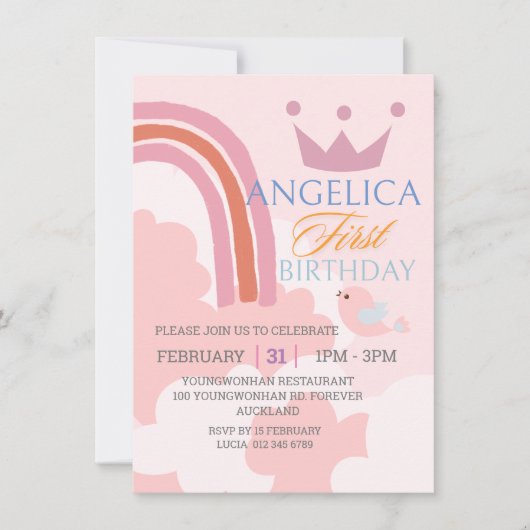 Personalisierte Einladung zum ersten Geburtstag (Vorderseite)