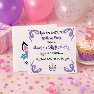 Personalisierte Einladung zum Geburtstag Einhorn