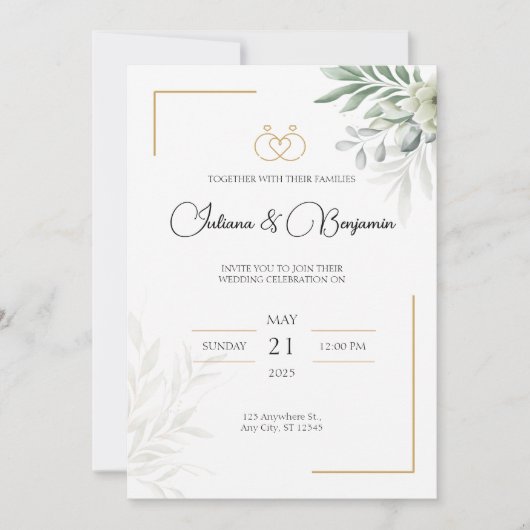 Personalisierte Einladung zum Hochzeitsfeiern mit (Vorderseite)