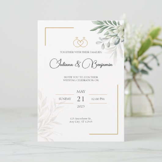 Personalisierte Einladung zum Hochzeitsfeiern mit  (Stehend Vorderseite)