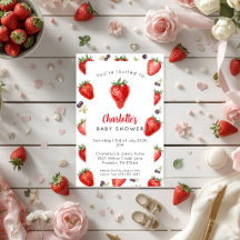 Personalisierte Einladung zur Erdbeer-Baby-Party
