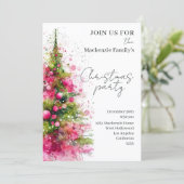 Personalisierte Einladung zur Pink Christmas Tree  (Stehend Vorderseite)