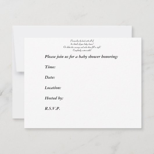 Personalisierte Einladungen für Baby Dusche Kinder (Rückseite)