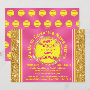 Personalisierte Einladungen für eine Softball-Gebu