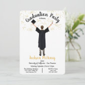 Personalisierte Einladungen für männliche Graduati (Stehend Vorderseite)