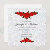 Personalisierte Einladungen zu Hochzeiten mit Rote (Vorne/Hinten)