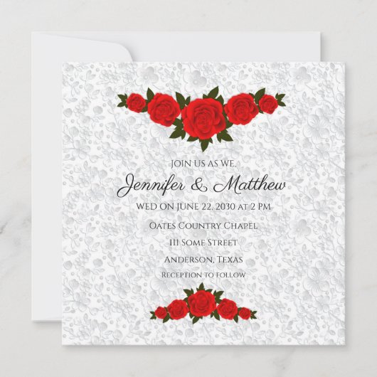 Personalisierte Einladungen zu Hochzeiten mit Rote (Vorderseite)