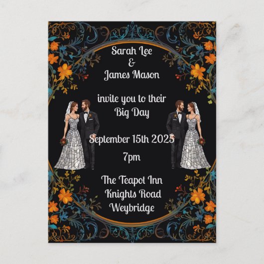 Personalisierte Einladungen zu Hochzeiten und Einl (Vorderseite)