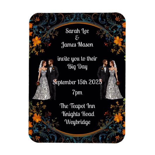 Personalisierte Einladungen zu Hochzeiten und Einl Magnet (Vertikal)