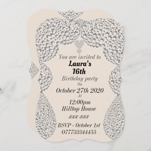 personalisierte Einladungen zum 16. Geburtstag (Vorne/Hinten)