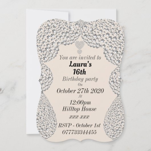 personalisierte Einladungen zum 16. Geburtstag (Vorderseite)