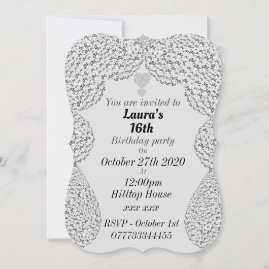 personalisierte Einladungen zum 16. Geburtstag (Vorderseite)
