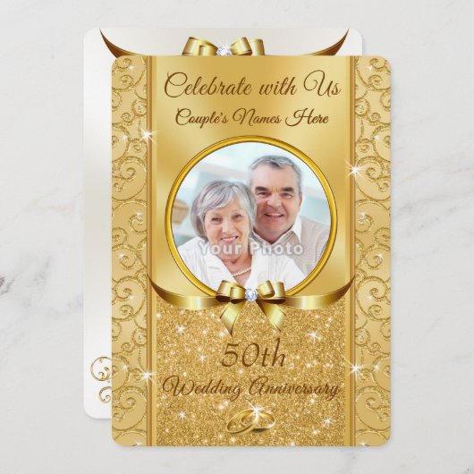 Personalisierte Einladungen zum FOTO zum 50. Jahre (Vorne/Hinten)