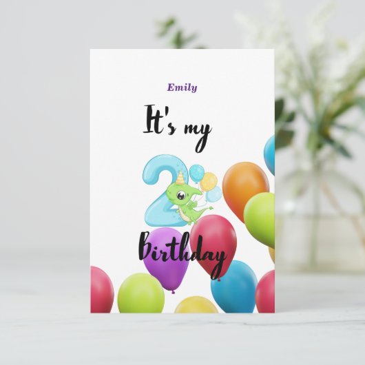 Personalisierte Einladungskarte für das zweite Jah (Stehend Vorderseite)