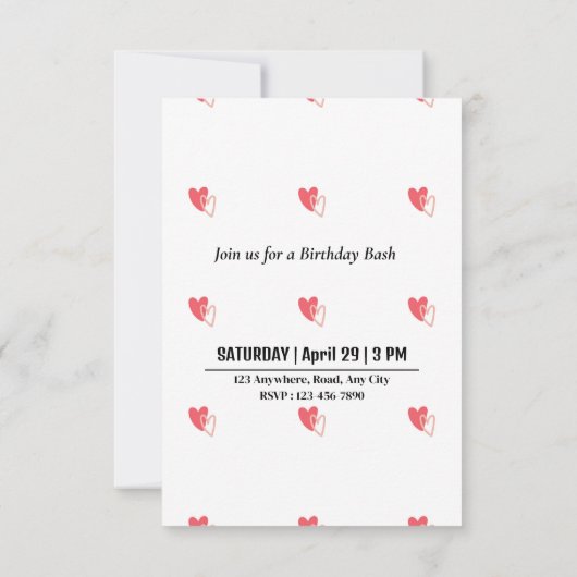 Personalisierte Einladungskarte für das zweite Jah (Rückseite)