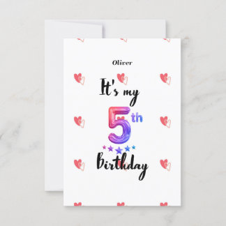Personalisierte Einladungskarte zum 5. Geburtstag