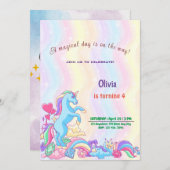 Personalisierte Einladungskarten von Unicorn zum G (Vorne/Hinten)